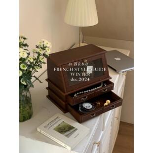 欧洲古典风格木质首饰盒多层大容量高颜值珠宝盒收纳柜化妆台收纳