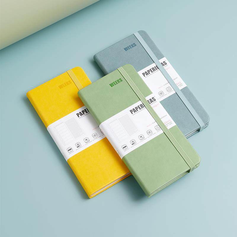 PU皮面自填weeks手帐本48K手账本简约ins风少女网格周历笔记本子