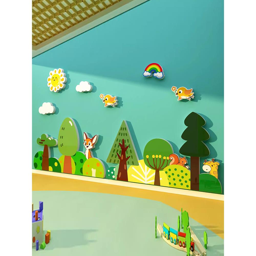 儿童主题文化墙贴画幼儿园环创墙面装饰托管教室培训机构楼梯大厅