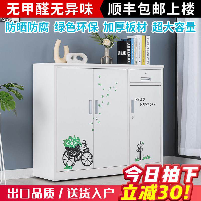 玄关带锁户外免安装钢制鞋柜家用门口门外电梯口室外楼道过道铁皮