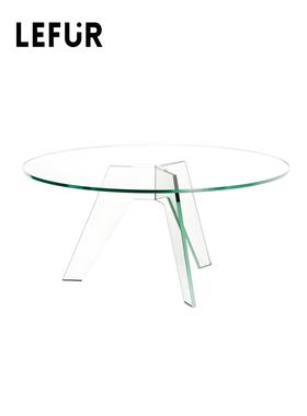 GLAS意式极简钢化玻璃圆餐桌客餐厅家用小户型办公室设计师洽谈桌