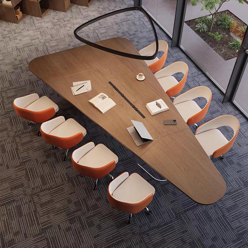 纯实木10人大型会议桌轻奢高级感商务接待长桌洽谈桌培训桌椅组合