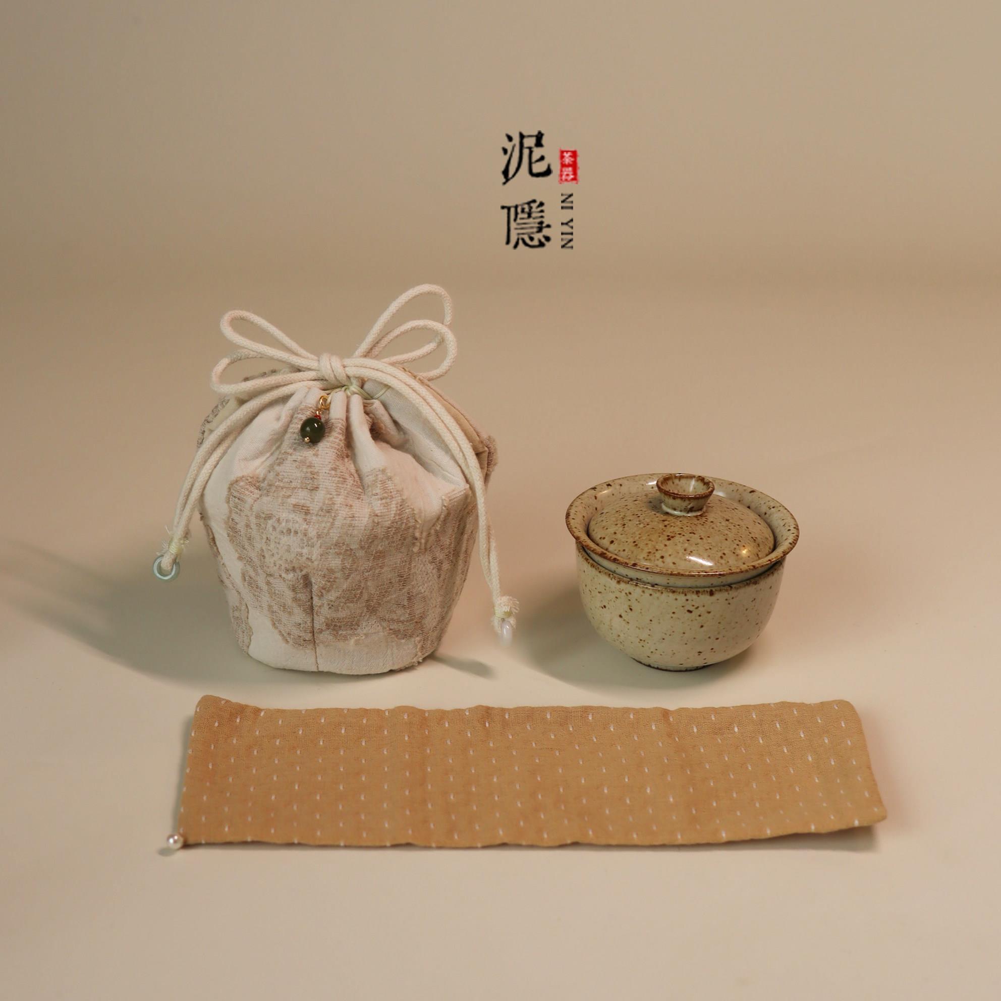 泥隐原创手工陶瓷盖碗茶杯功夫茶具套装手拉坯泡茶碗叠叠乐盖碗