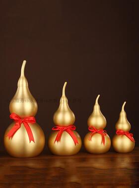 带底座38cm超大号纯黄铜葫芦开口空心净光面八卦家用挂饰吉祥摆件