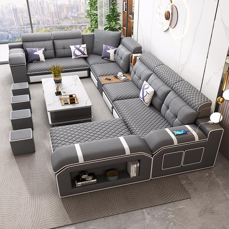 简约现代大小户型可拆洗猫抓布沙发组合转角贵妃客厅免洗布艺沙发