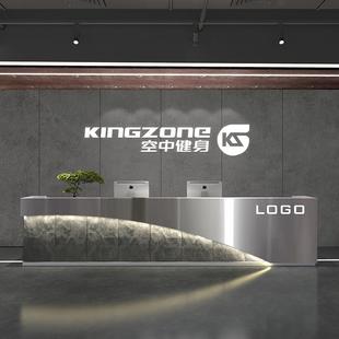 不锈钢收银台工业风健身房台球厅吧台简约现代公司前台接待台定制