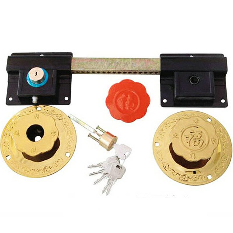 厂家直销大门锁双开双扇门防盗门锁栓大门锁齿条锁钛金院子大门锁