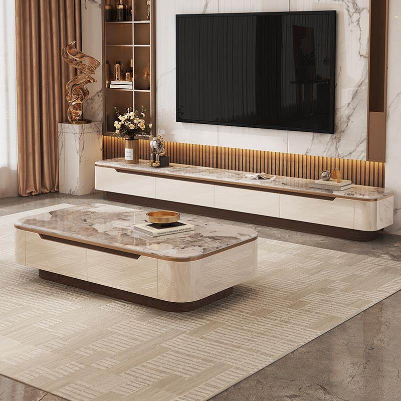微晶石轻奢简约创意茶几电视柜组合客厅家用小户型高级感岩板茶桌,住宅家具,茶几,淘宝优惠券,粉丝福利购,淘宝优惠卷