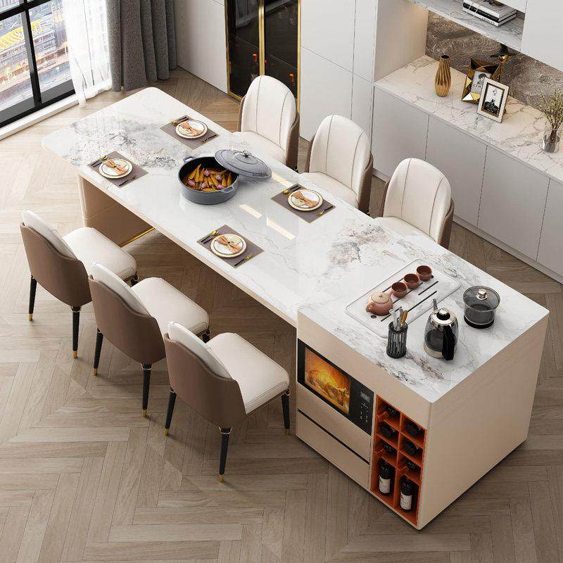 岛台餐桌一体可伸缩家用小户型泡茶桌带微波炉电磁炉岩板岛台餐桌,住宅家具,岩板餐桌,淘宝优惠券,粉丝福利购,淘宝优惠卷