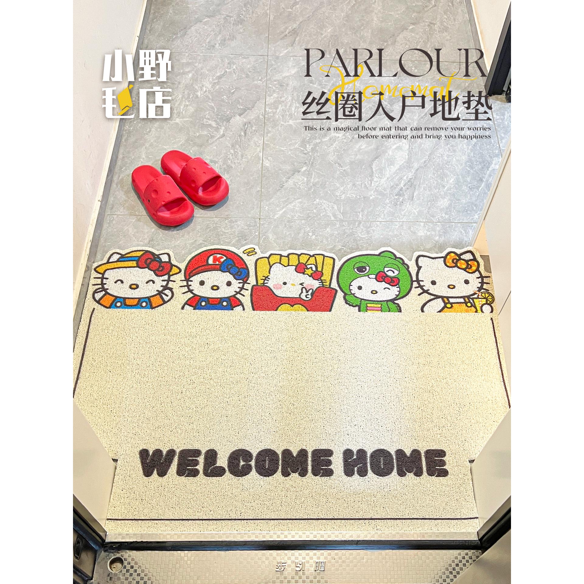 地垫入户门垫大门口丝圈进门垫pvc脚垫KT猫垫子入户地毯可定制