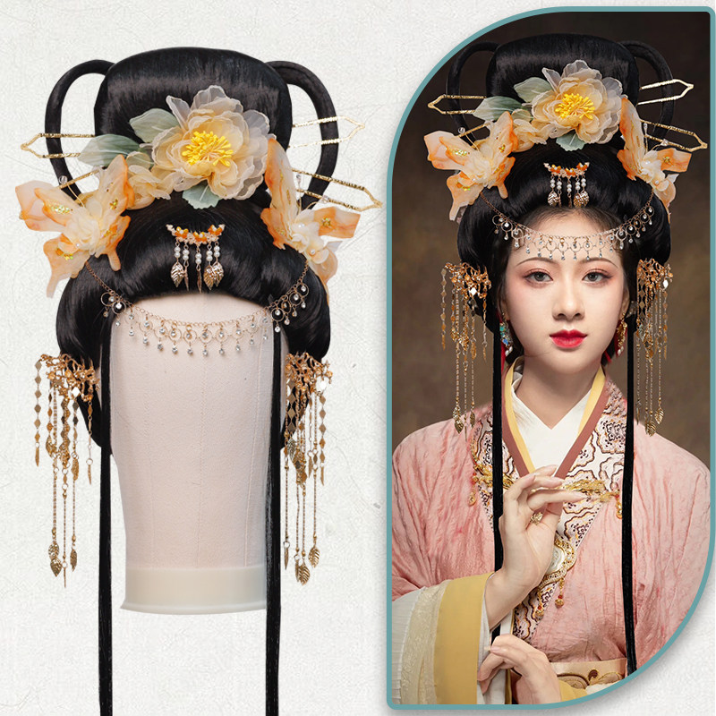 古风影视剧女士整顶头套古风发套贵妃唐风汉服假发套同款古代贵妃