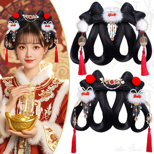 古风汉服假发包一体式全套头饰古装唐朝蝴蝶结发髻演出盘发女造型