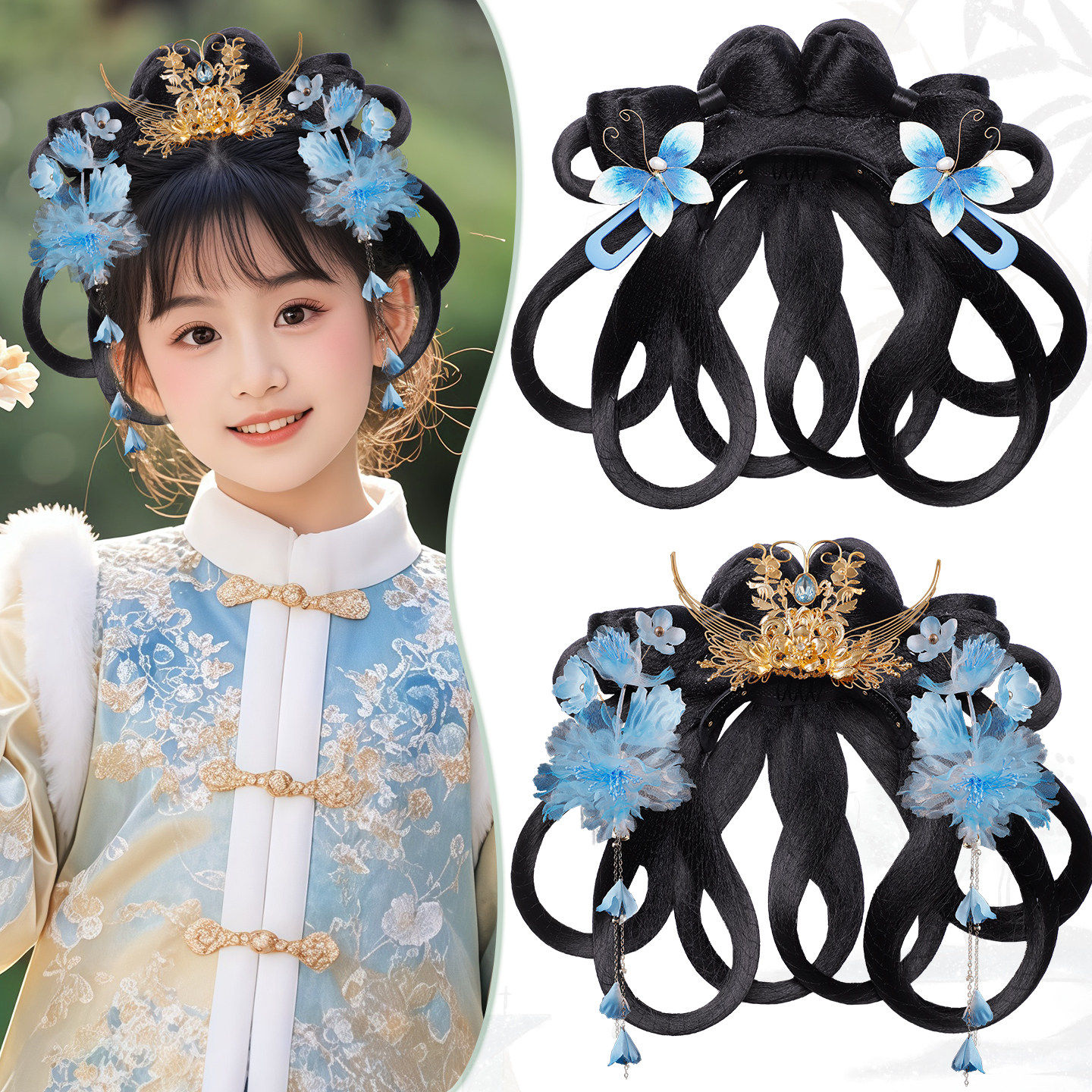 古风汉服假发可爱女童冬季毛茸发饰演出发髻头饰古装发包百搭组合,美发护发/假发,演出假发,淘宝优惠券,粉丝福利购,淘宝优惠卷