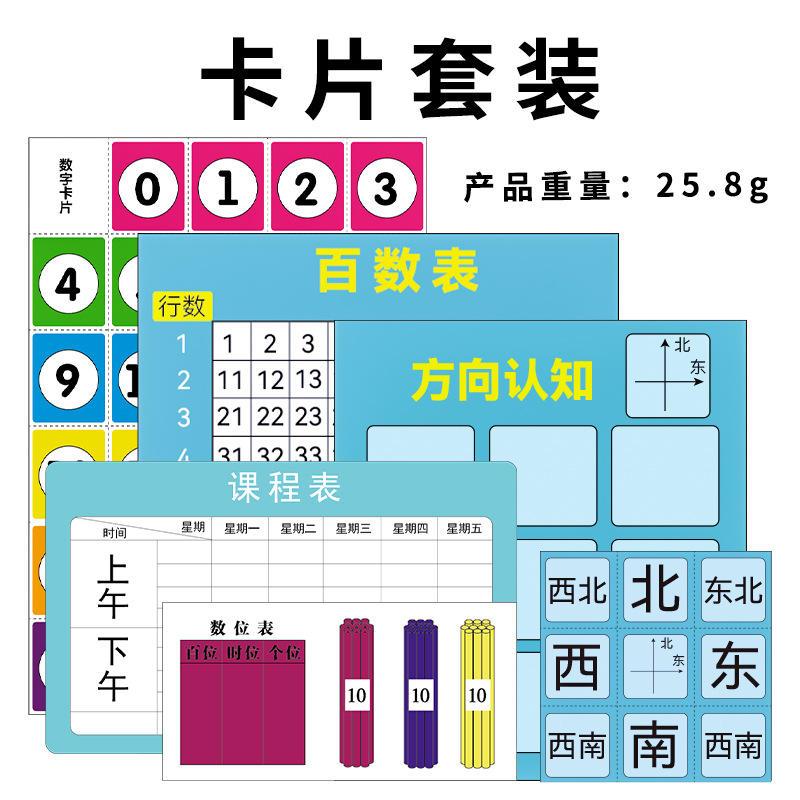 数字卡片百数表东南西北方向认知课程表数位表学习卡片小学教爆款