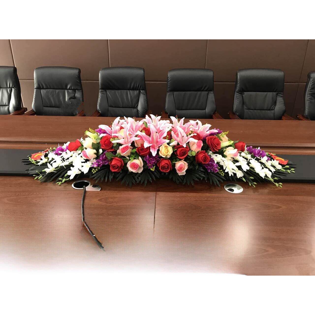 真丝花人造花会议花商务长桌办公假花桌面桌插花高端装饰