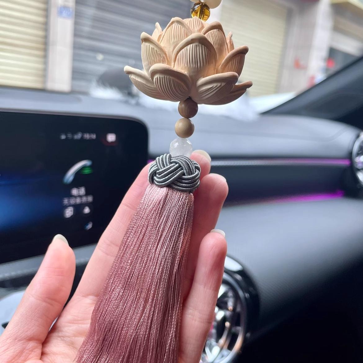 汽车挂件莲花平安车载创意灵隐后视镜挂件文艺车内吊坠品平安符