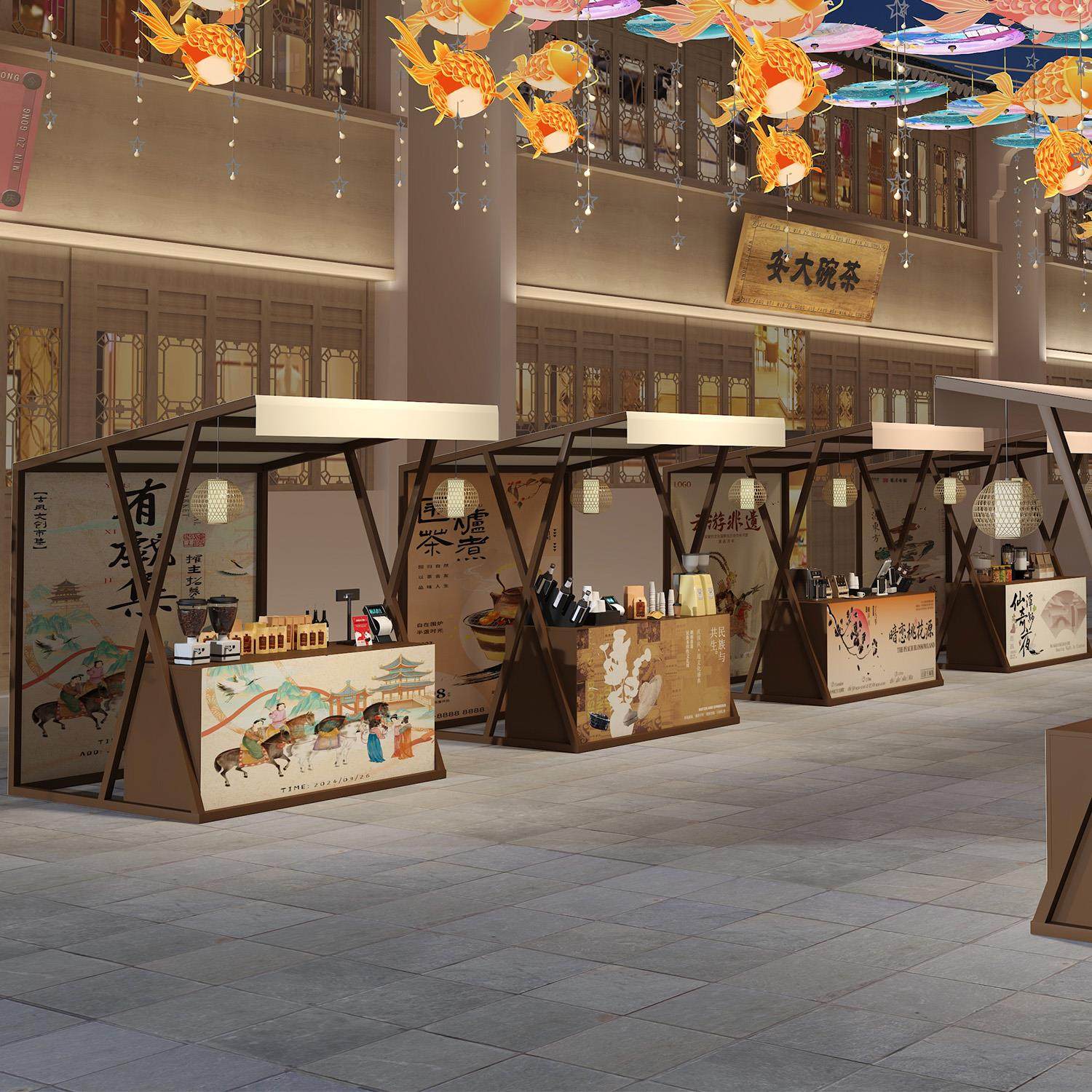 网红地摊架商业街小吃车夜市活动摆摊棚架活动促销台美食节小吃桌