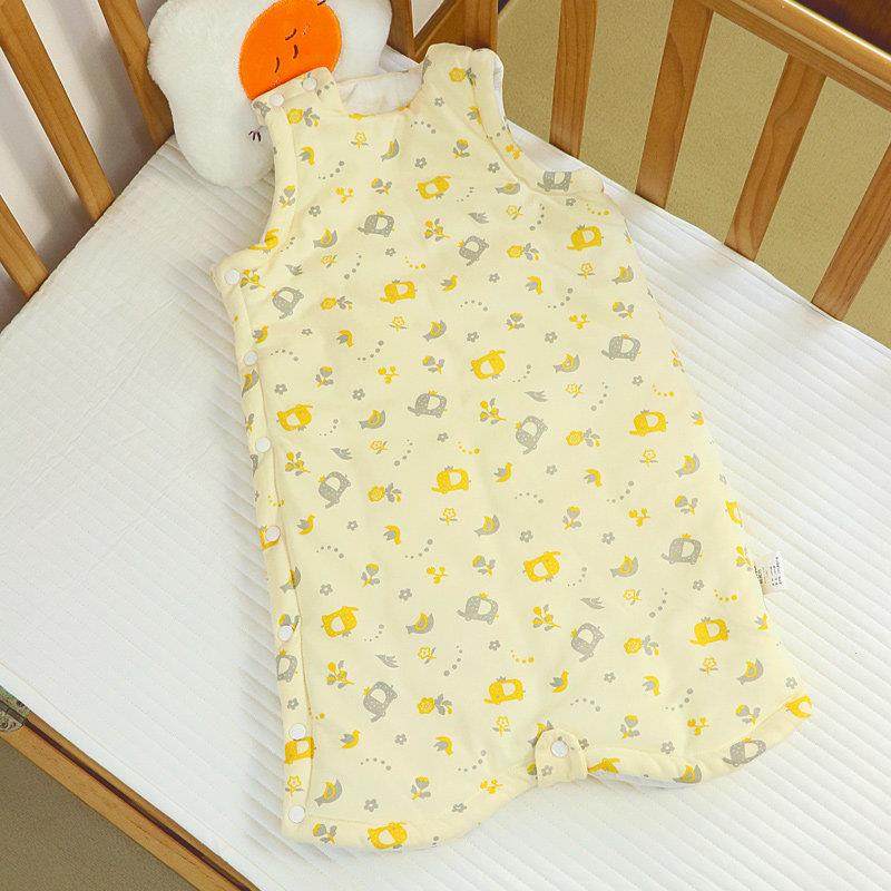 婴儿睡袋长款无袖儿童睡袍背心宝宝秋冬季夹棉睡衣加厚防踢被防跳