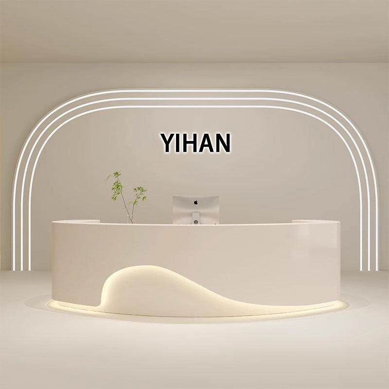 简约美容院圆弧形前台服装店收银台烤漆公司咨询台瑜伽馆接待柜台