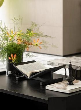 现代简约创意艺术木质书架摆件样板间样品屋展示中心客厅桌面软装