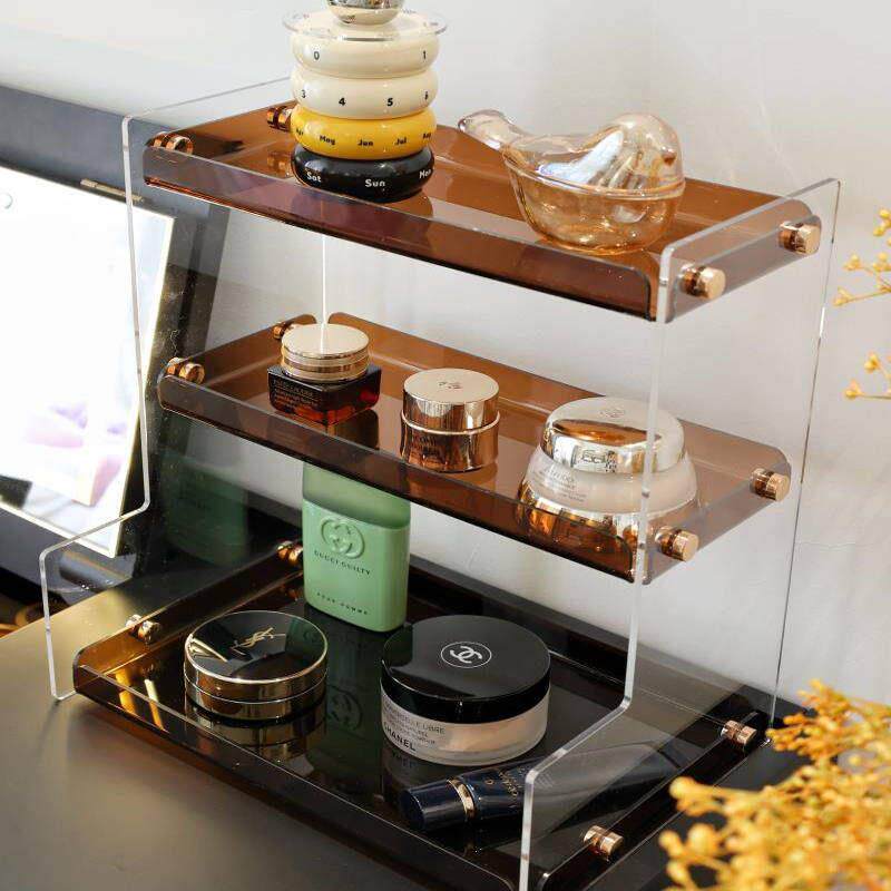 玖楼 压克力多层化妆品置物架高档桌面香水多功能杯子展示架