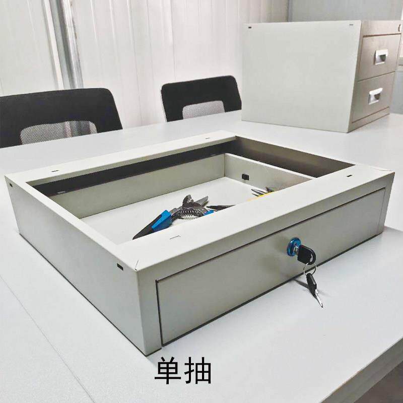 防静电工作台带锁拉手铁皮抽屉定制加装单个床上收纳电脑桌子下挂