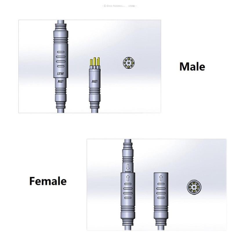八方前后驱轮毂电机延长线9pin电动车电机改装线输出公母延长线
