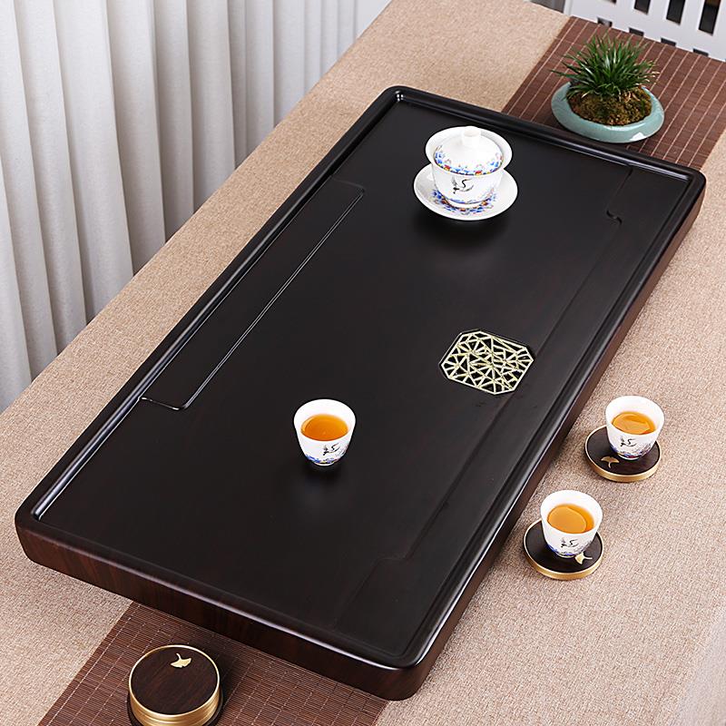 黑檀木茶盘家用整块实木新款小型原木托盘中式单层办公室茶台茶海