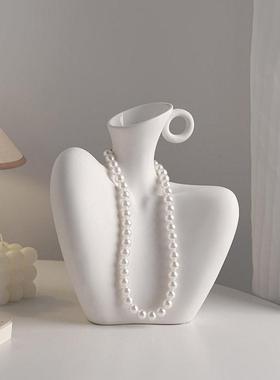 轻奢高级感艺术创意陶瓷花瓶摆件客厅插花小众设计感电视玄关装饰