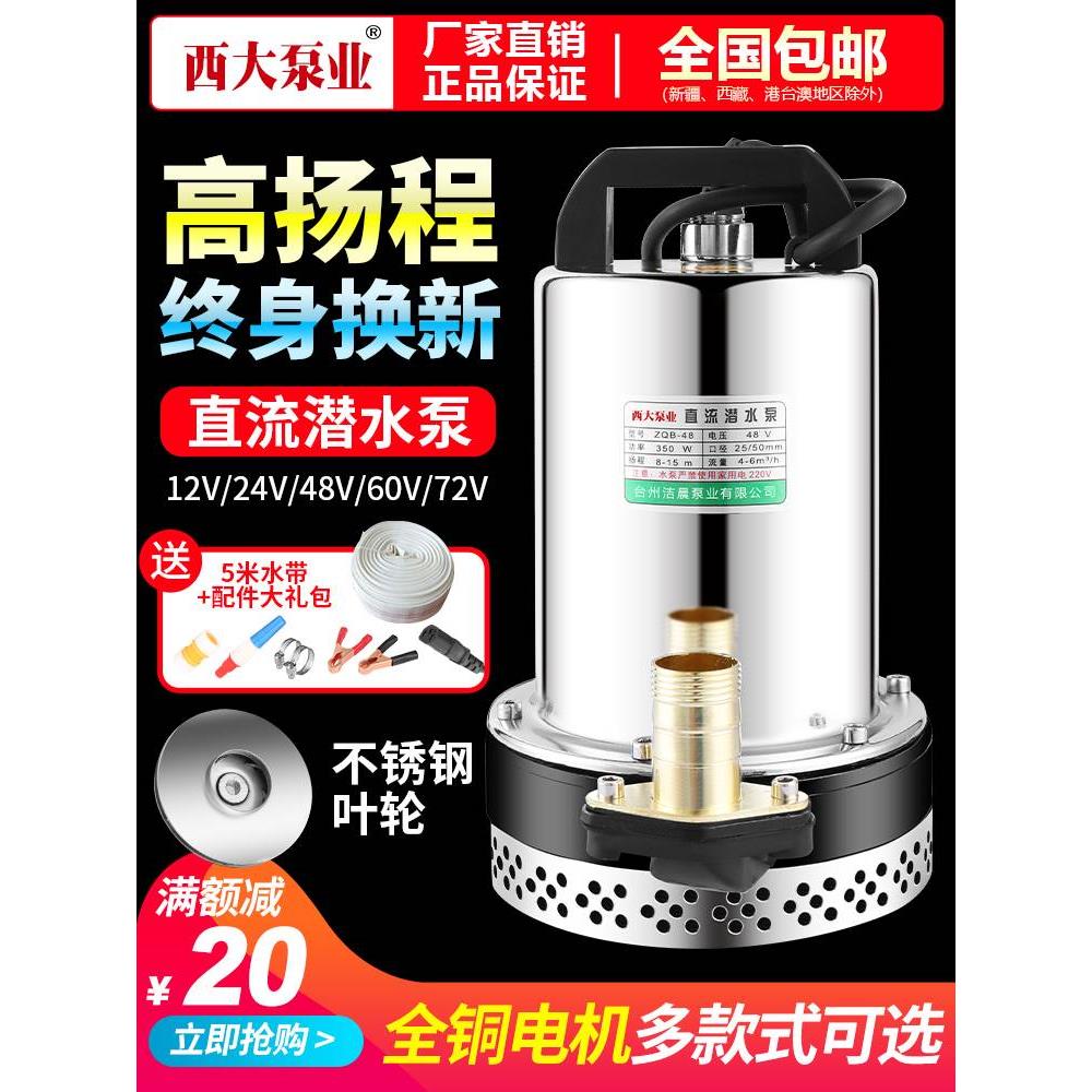 直流潜水泵12V24V48V60V伏家用电瓶车抽水机小型电动车农用抽水泵