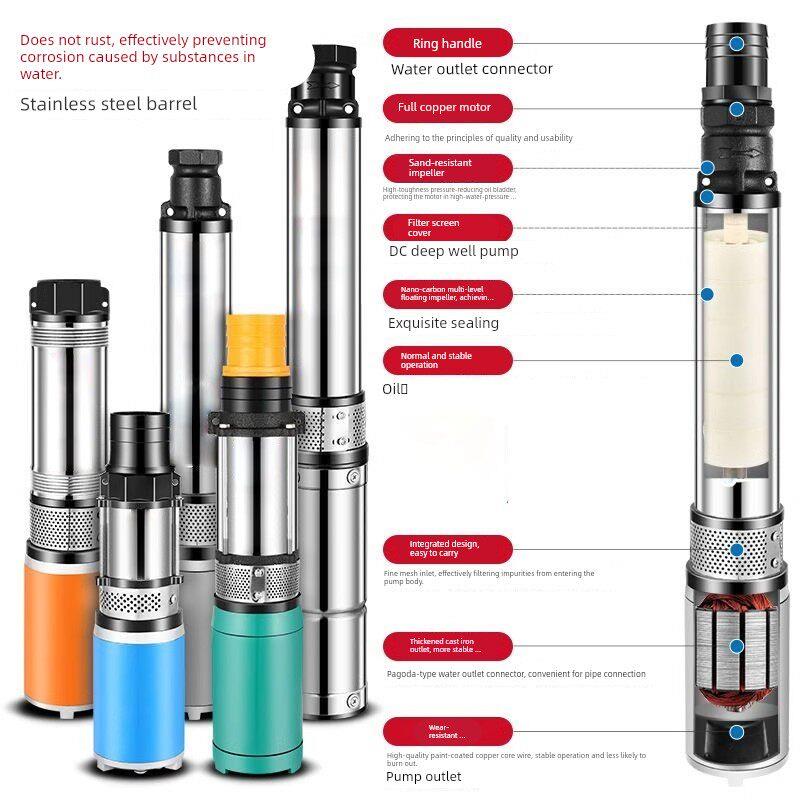 电动车用潜水泵12V24V48V60V72V大功率高扬程大流量农业灌溉潜水