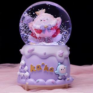 蛋仔乐园水晶球音乐盒发光飘雪八音盒儿童十岁男女孩生日装饰礼物