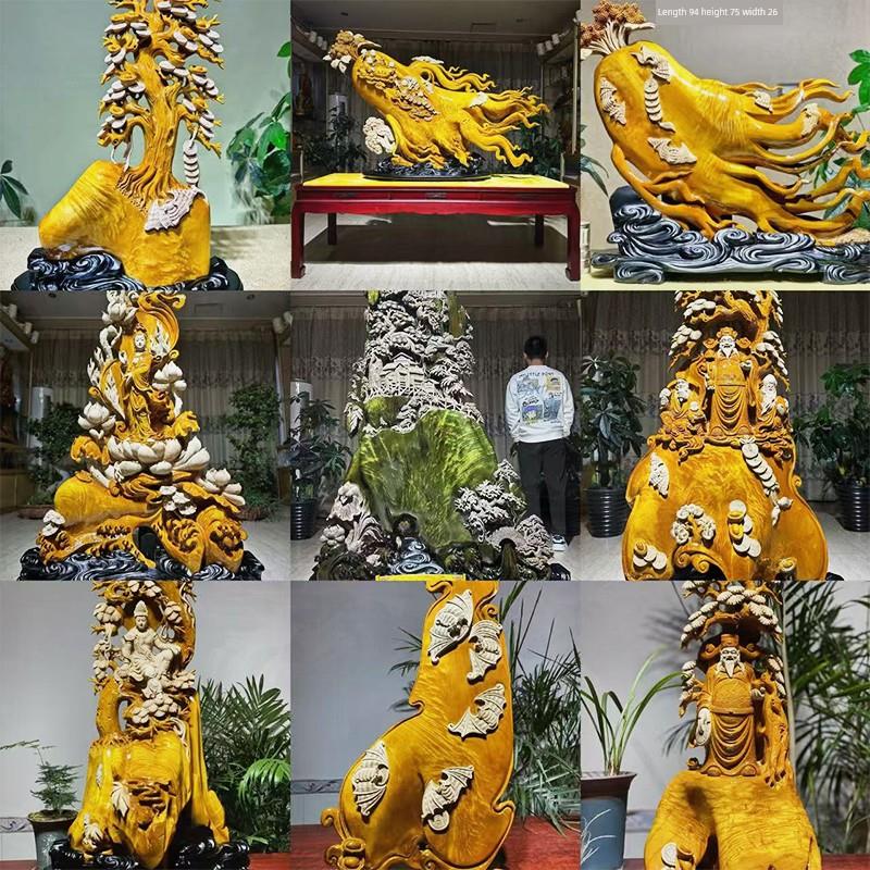 太行崖柏根雕木雕摆件手把件达摩观音弥勒佛财神实木家居客厅摆设