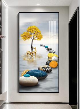 入户玄关装饰画现代简约客厅走廊尽头墙壁画过道竖版轻奢大气挂画