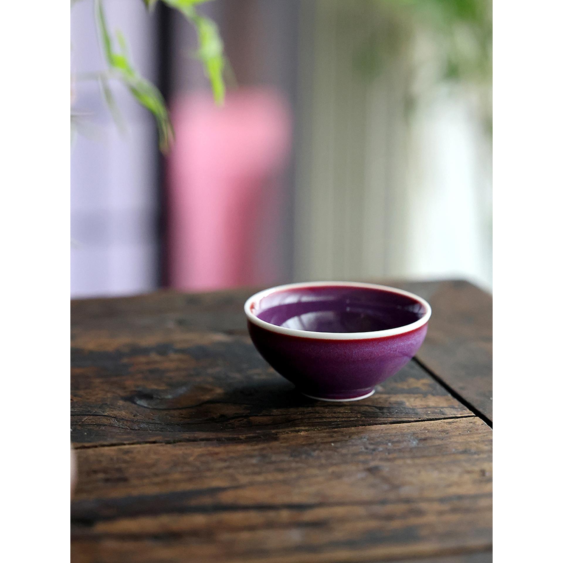 钧窑斗笠杯功夫主人茶杯锔钉陶瓷茶具品茗杯钧瓷结婚套装陪嫁茶盏