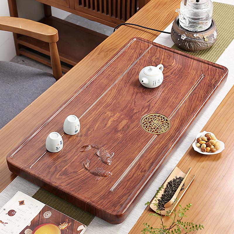 花梨木茶盘实木茶海大号长方形托盘黑檀木小型茶台家用客厅办公室