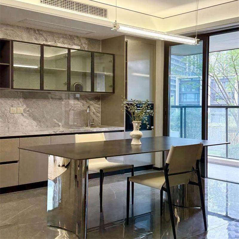 德利丰岩板餐桌意式极简现代简约轻奢家用长方形黑色餐桌椅组合,住宅家具,岩板餐桌,淘宝优惠券,粉丝福利购,淘宝优惠卷