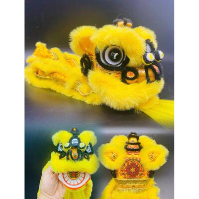 国潮醒狮汽车摆件佛装狮小狮头手工艺品可爱吉祥一路平安车内饰品