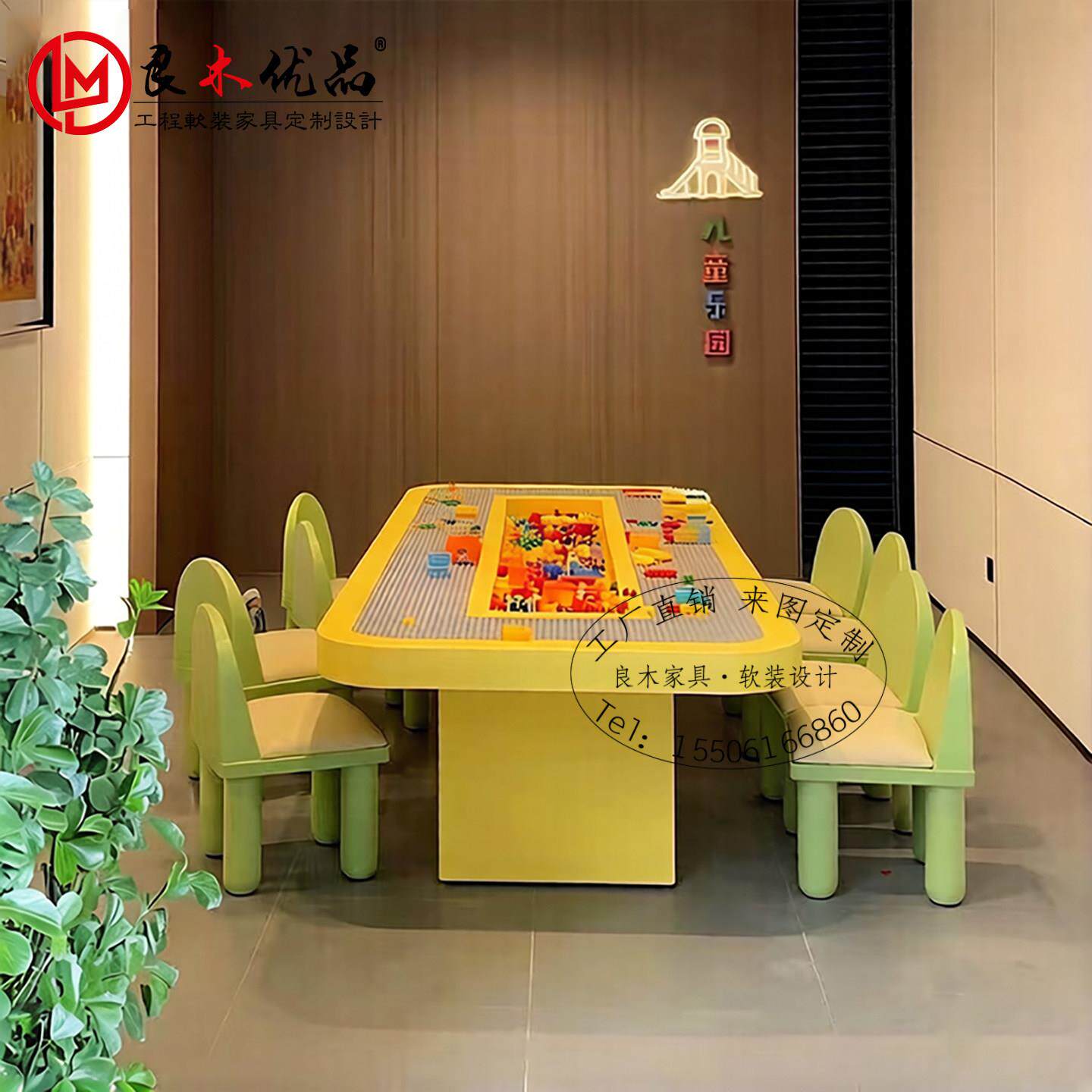 儿童早教中心美工桌椅套装六点半学堂画室美术绘画桌学习手工圆桌