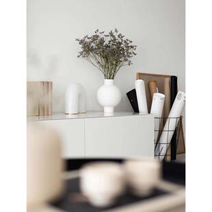 植物私生活 北欧风ins风白色圆形灯笼简约郁金香陶瓷花瓶花插摆件