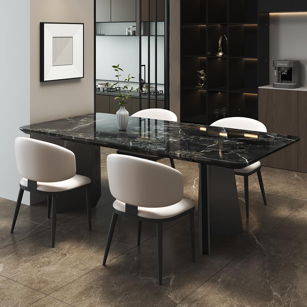 不锈钢大理石餐桌全托 托底板轻奢意式极简现代简约家用小户型吃