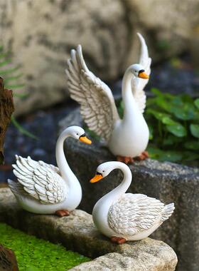 天鹅摆件田园假山鱼池造景动物装饰品花园庭院幼儿园盆景摆设送礼