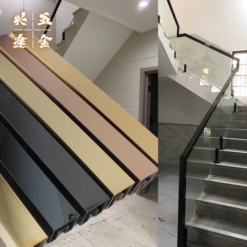 玻璃楼梯不锈钢扶手实木卡槽铝合金玻璃扶手阳台护栏扶手转弯配件图片