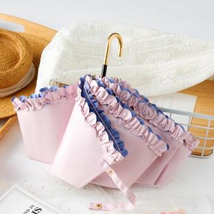 超轻折叠太阳伞 防晒 紧凑 彩色胶遮阳伞 紫外 便携式 日本风格