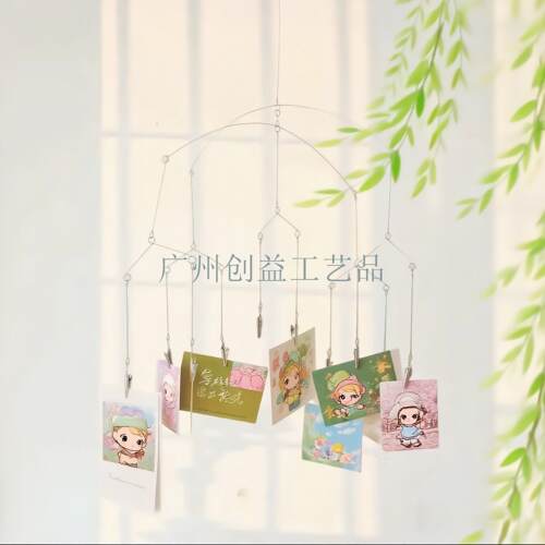 简约风照片卡片动态挂饰旋转相片夹不锈钢展示架斯德哥尔摩照片夹