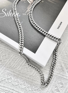 潮男高级感 不掉色 极简古巴链男士 小众设计 游泳可戴