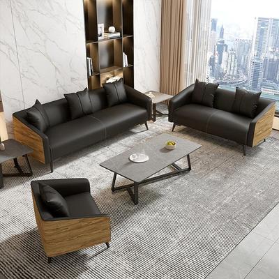 办公沙发商务接待休息会客区简约现代三人位洽谈室真皮办公室沙发