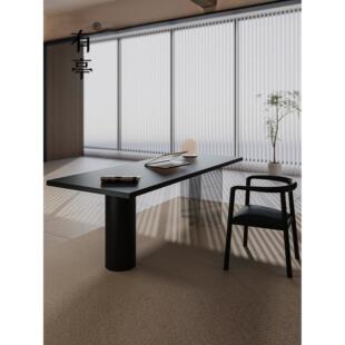 有亭新中式实木黑胡桃木茶桌榫卯结构亚克力集合桌腿定制泡茶台