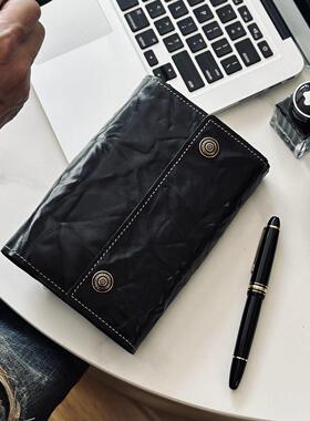 Moze生产黑色真皮活页手帐A5A6A7手抓牛皮记事本日记