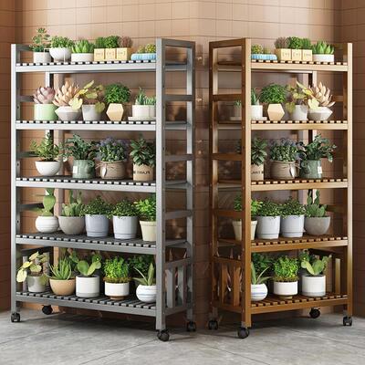 楠竹可移动置物架多层多肉花盆架阳台落地式现代简约室内绿植花架
